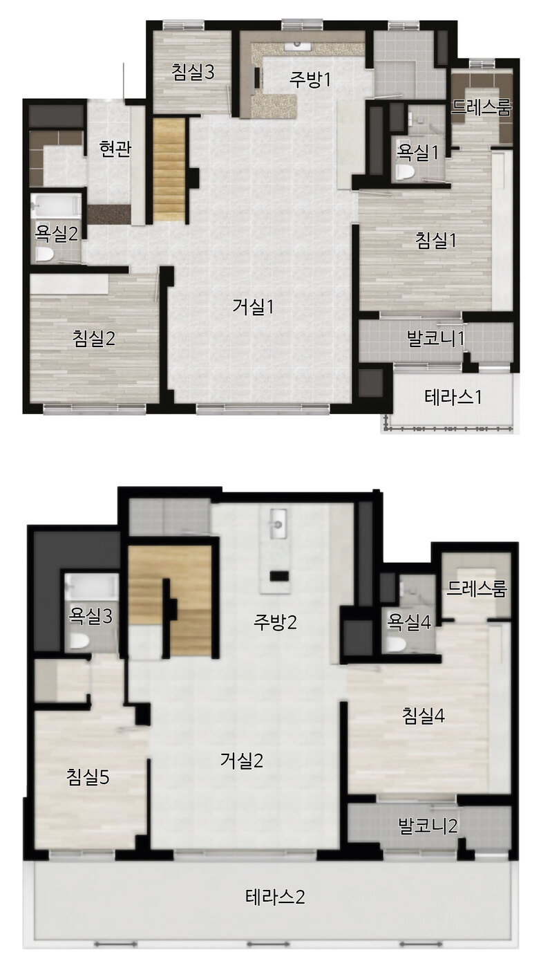 186㎡ · 펜트형 복층 평면도